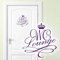 Grandora Wandtattoo Türaufkleber WC Lounge mit Krone I violett (BxH) 14 x 14 cm I Bad Badezimmer Toilette Aufkleber Wandaufkleber Wandsticker Sticker Tür W881
