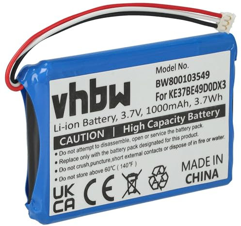 vhbw Akku kompatibel mit Garmin Approach G7 GPS Navigation Navi (1000 mAh, 3,7 V, Li-Ion) - Ersatz für KH44BH48D6DE5