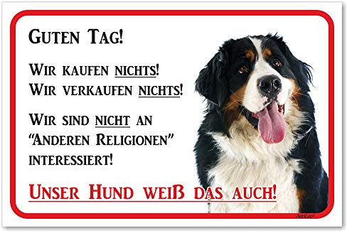 AdriLeo Schild - Vorsicht Berner Sennenhund - Wir kaufen Nichts - (20x30cm) / Achtung Hund Wachhund