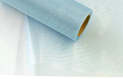 Creativery 9m Rolle Organza 36cm (hell blau 311) // Tischläufer Deko Stoff Band Hochzeit Tisch Schleifenband Floristik
