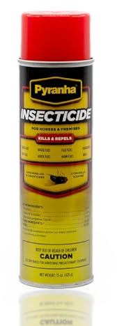 PYRANHA Insecticide Aerosol Fly Spray for Horses – 15 oz Oil-Based Spray with Citronella, Kills & Repels Flies, No-Shake Formula, Adds Show-Ready Shine