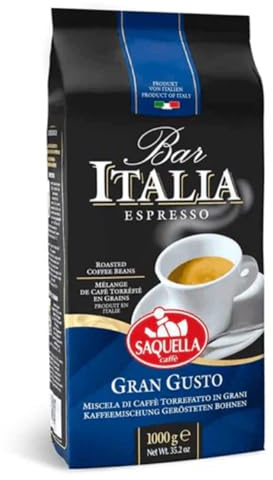 Saquella Caffe Saquella Espresso Bar Italia Gran Gusto Bohnen, 1er Pack (1 x 1 kg)