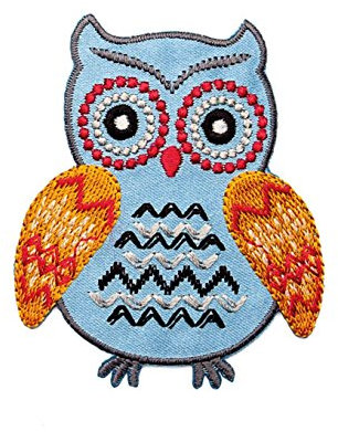 MD Eule - blau - Aufnäher/Iron On Patch/Applikation - ca. 5,5 x 6,5 cm
