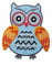 MD Eule - blau - Aufnäher/Iron On Patch/Applikation - ca. 5,5 x 6,5 cm