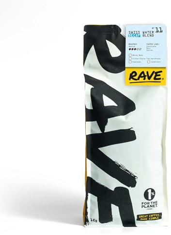 Rave Coffee - Swiss Water Decaf Blend Nº 11, Espresso Grind Freshly Roasted and Ground Coffee 1Kg