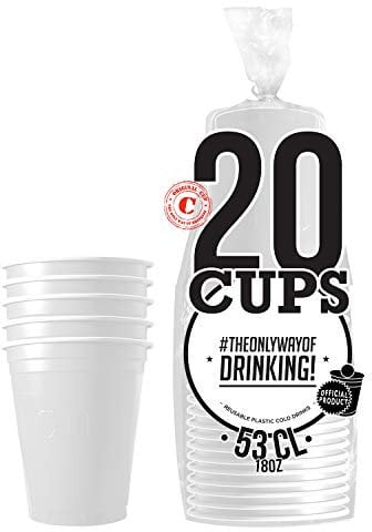 Pack de x20 Original White Cups Officiels | Gobelets Américains 53cl Blancs | Beer Pong | Qualité Premium | Gobelets en Plastique Réutilisables | Lavables Main ou Lave-Vaisselle | OriginalCup®