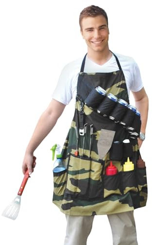BigMouth Inc The Grill Sergeant Grillschürze, Baumwoll-Camouflage-Geschenk für Kochouts, verstellbarer Gurt, Taschen und Flaschenöffner im Lieferumfang enthalten