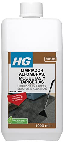 HG Limpiador de Alfombras, Moquetas y Tapicerías, Efecto Repelente de Suciedad, Elimina la Suciedad de la Mayoría de Tejidos, Rápido y Fácil, Producto 95 - 1L (151100130)