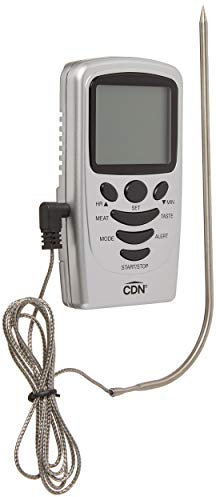 CDN 1751005 Leave-In Probe Cooking Thermometer and Timer, 0 to +250 C - silver