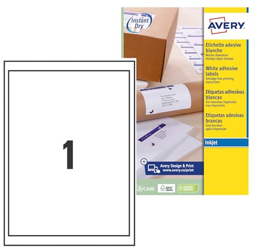 Avery J8 Quick Dry Labels 199.6 x 289.1 White