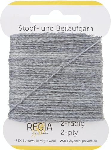 REGIA 2-fädig Uni 9801278-01991 hellgrau meliert Handstrickgarn, Sockengarn, Beilaufgarn, 5g Kärtchen