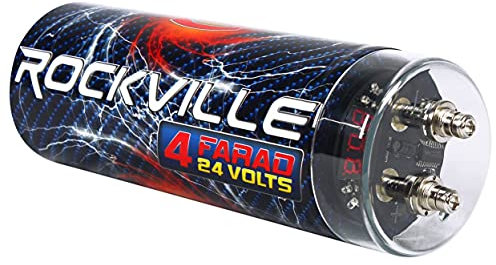 Rockville RXC4D 4 Farad Digital Car Capacitor Blue LED Voltage Display Power Cap