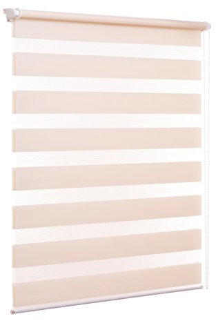 Ventanara® Doppelrollo ohne Bohren Klemmfix Creme Fenster Duo Rollo verspannt inklusive Klemmträger 60 x 150 cm