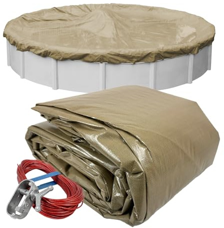 Pool Mate 5715-4 Sandstone Round Winter Pool Cover, 15-ft. Pool