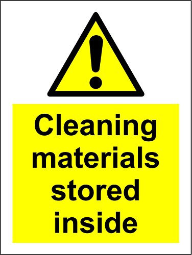 Warning Cleaning Materials stored Inside Safety Sign - 1.2mm Rigid Plastic 300mm x 200mm