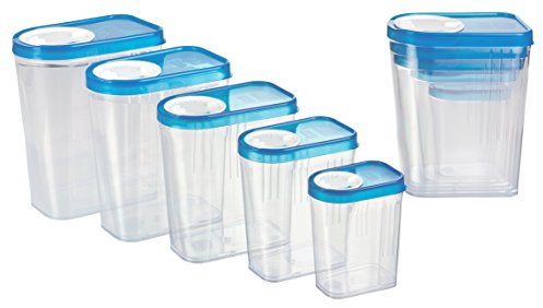 Kigima Schüttdosen 0,25L-1,5L 10er Set Blau – Vorratsdosen mit Deckel luftdicht – Schüttdose für Gewürze & Lebensmittel – Frischhaltedosen mit Deckel – Aufbewahrungsbox mit Schüttfunktion – Made in EU