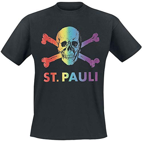FC St. Pauli Regenbogen Männer T-Shirt schwarz 3XL