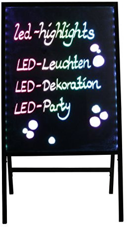 LED-Highlights Deko Leuchtschild Reklame Tafel 80 x 60 cm Fernbedienung 7 Led Farben Leuchttafel Werbeschild 8 Neon Stifte Buchstaben bunt beschreibbar