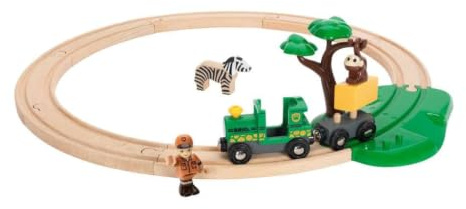 BRIO World Safari Bahn Set - Spielzeug ab 3 Jahre | 17 Teile, Holzeisenbahn-Set, Kleinkindspielzeug, Geschenk für Jungen und Mädchen