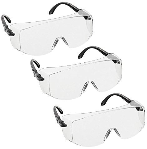 voltX 3 x OVERSPECS' Large Size, Industrial Safety Over Glasses - CE EN166f certified (Clear Lens) - individually adjustable temples - antifog, scratch resistant, UV400 protection