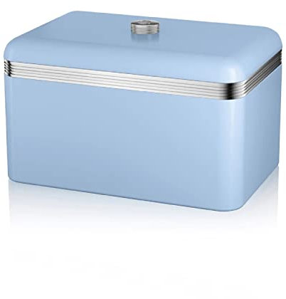 Swan SWKA1010BLN Retro Bread Bin, Metal, 18 Litre, Blue