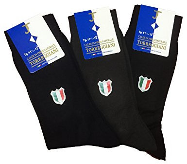 TORREGGIANI 6 Calzini Uomo Lungo 100% Filo di Scozia Prodotto Italiano Art.241 (10 1/2-11, Francese (2 Blu 2 Neri 2 Grigio))