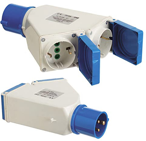 WOLFPACK LINEA PROFESIONAL 19010555 Adaptador Industrial Cetac-schuko Doble 2p con Tapa, Multicolor