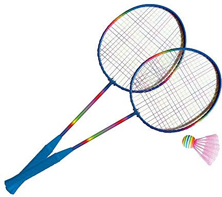 Sport One Rainbow, Racchette Badminton Gioventù Unisex, Blu-Bianco, 59 x 20.5 x 3 cm