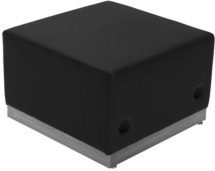 Flash Furniture Hercules Alon Series Ottomane aus schwarzem Leder mit gebürstetem Edelstahlboden