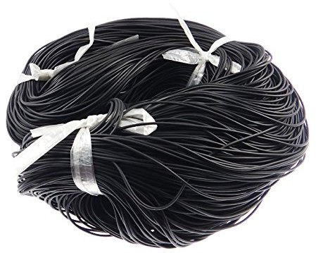 10m Gummiband 2mm Kautschukband Kautschukschnur Schwarz Farbe, Rund form, Kunstleder Band, Schmuckband