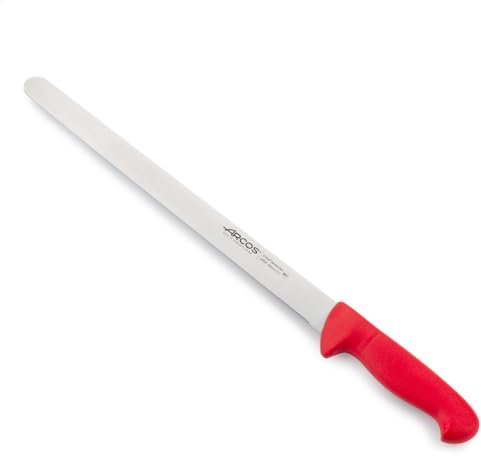 Arcos Serie 2900 - Cuchillo Fiambre Flexible - Hoja de Acero Inoxidable NITRUM de 350 mm - Mango inyectado en Polipropileno Color rojo