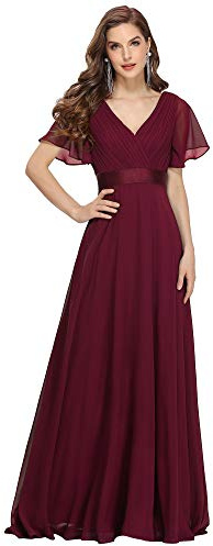 Ever-Pretty Vestiti da Cerimonia da Donna Alta Elasticità Scollo a V Linea ad A con Spacco Stile Impero 09890