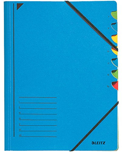 Leitz 39070035 Ordnungsmappe, 7 Fächer, Colorspankarton, blau