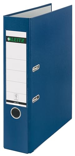 Leitz Lever Arch File, Blue, Plastic, Foolscap, 8 cm spine, 11100035