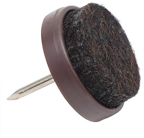 Adsamm® / 32 x Filzgleiter mit Nagel / Braun / Ø 20 mm / rund / Möbelgleiter mit Stift in Premium-Qualität