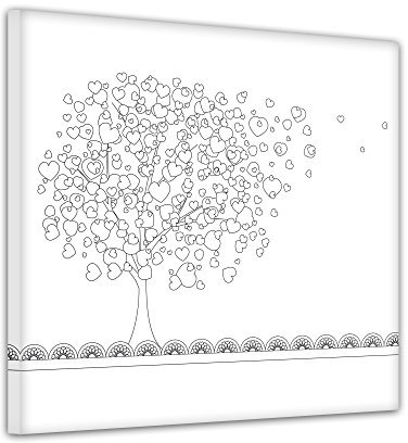 Baum aus Herzen II - Ausmalbild auf Leinwand, aufgespannt auf Rahmen - Quadrat-Format - 30x30 cm
