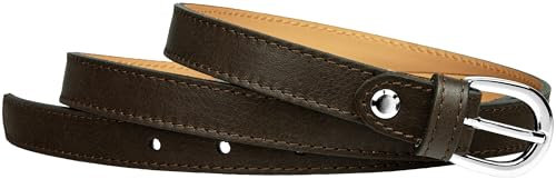 Caspar GU273 schmaler Damen Leder Gürtel Taillengürtel, Gürtelgröße:85, Farbe:dunkelbraun