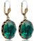 Jugendstil Ohrringe Markenkristalle Gold Emerald Grün Damen Ohrhänger NOBEL SCHMUCK