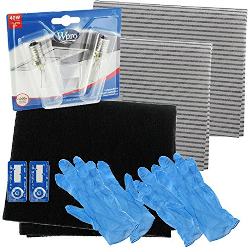 SPARES2GO Universal Cooker Hood Carbon Grease Filter + E14 SES 40W Light Bulbs Complete Kit for Kitchen Extractor Fan Vent