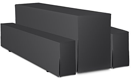 TexDeko® Hussen Bierzeltgarnitur 3-teiliges Set Premium Blickdicht strapazierfähig 2 Bierbankhusse 1 Biertischhusse 220x50cm für Festzeltgarnitur (Anthrazit)