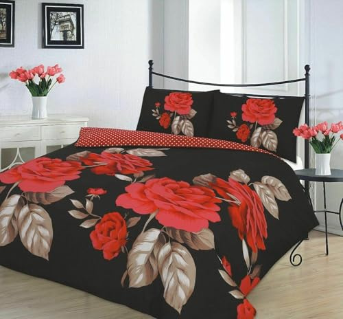 GC GAVENO CAVAILIA Luxury KEW Bed Set with Duvet Cover and Pillow Case, Polyester-Cotton, Black/Red, Double