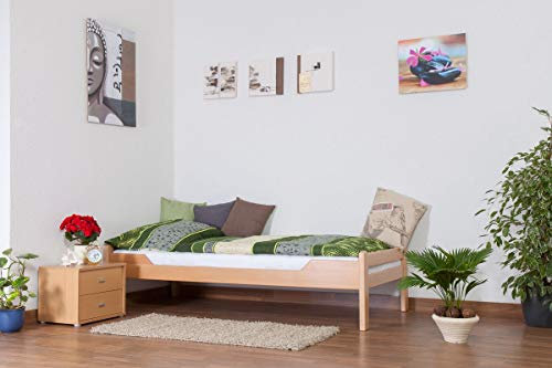 Einzelbett Easy Premium Line K1/1n, Buche Vollholz massiv Natur - Maße: 90 x 200 cm