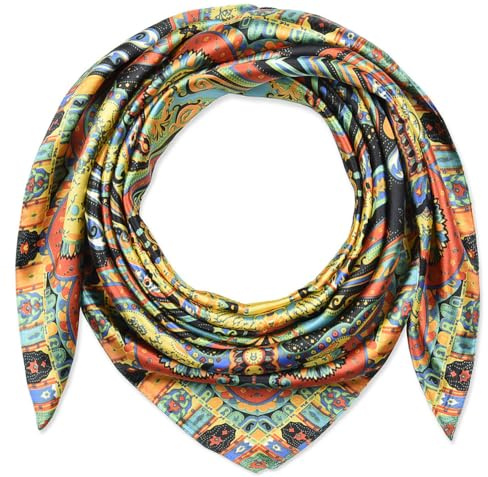 corciova Großer quadratischer Haarschal für Damen, seidig, gelockt, zum Schlafen in der Nacht, modisches Bandana, Kopftuch, 35 x 35 cm