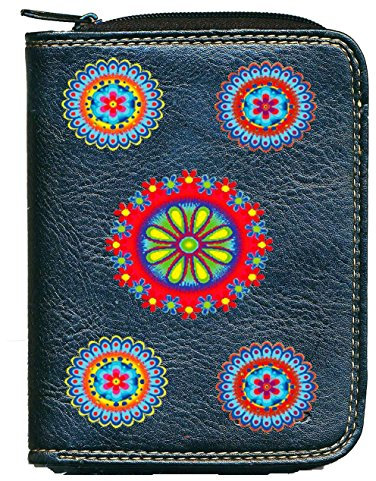 Syl'la Porte Monnaie Porte Carte Noir pour Femme (Marguerite Rouge)