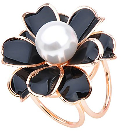 Blumen Schalring Tuchring Tuchhalter Tuchclip Tuchbrosche Scarf Clip - Schwarz