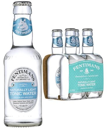 Fentimans Naturally Light Tonic Water - Botanically Brewed Water - Infused with Lemongrass Extract - Low Calorie, Gluten Free and Vegan Friendly Soft Drinks - 4 x 200ml