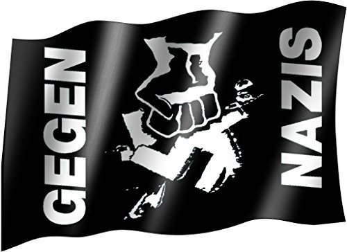 Sportfanshop24 Fahne GEGEN Nazis 150x90 cm, Weiß-Schwarz, Polyester, Protest, Rechteckig, Anti-Nazism