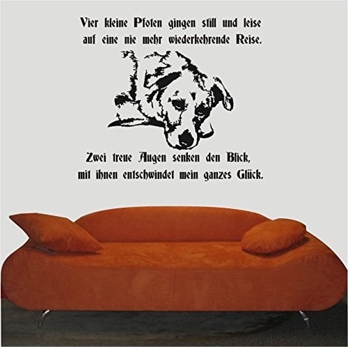 blattwerk-design Wandtattoo - Hund Abschiedsspruch - Spruch - Tiermotiv - Verschiedene Größen und Farben (M070 Schwarz, 510 mm x 450 mm)