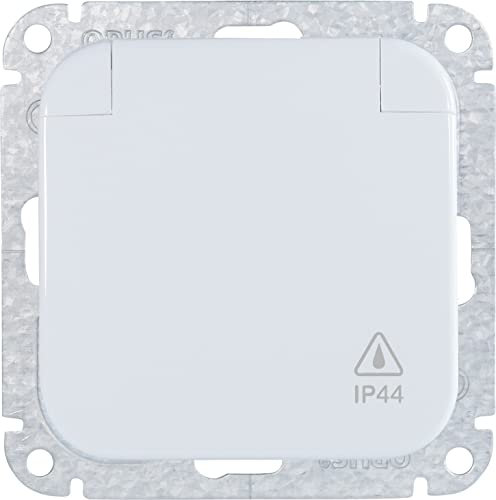 OPUS® 1 Schutzkontakt-Steckdose mit Feder-Klappdeckel Farbe reinweiß