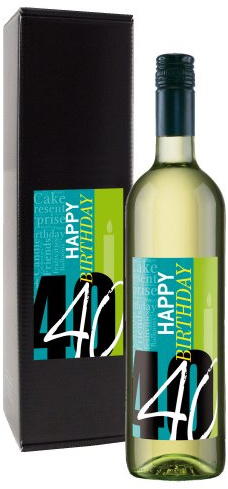 Bull & Bear Wein-Geschenk Happy Birthday 40, Geschenk zum 40. Geburtstag, Weißwein 13%, trocken